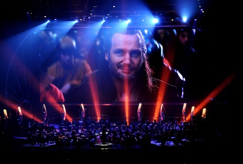 Qui-Gon Jinn onscreen in a scene from Star Wars In Concert